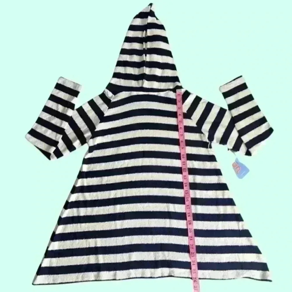 Warm Fun Soft French Terry Hooded Swim Cover-Up in Navy/White Stripe. Small. NWT - Picture 11 of 14